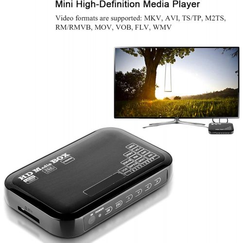  Topiky 1080P Media Player Box, Full HD Mini Box Support for Video Media Player MKV, AVI, TS/TP, M2TS, RM/RMVB, MOV, VOB, FLV, WMV 110 240V (EU Plug)