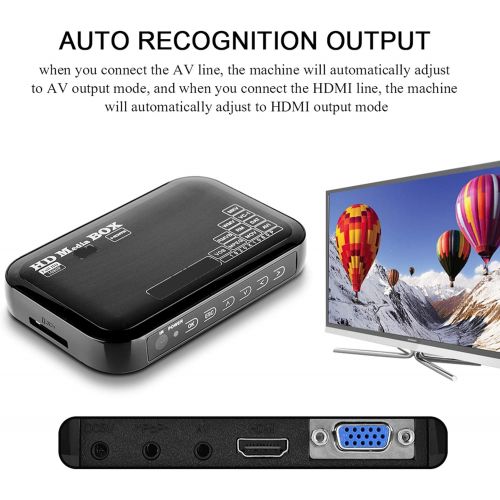  Topiky 1080P Media Player Box, Full HD Mini Box Support for Video Media Player MKV, AVI, TS/TP, M2TS, RM/RMVB, MOV, VOB, FLV, WMV 110 240V (EU Plug)