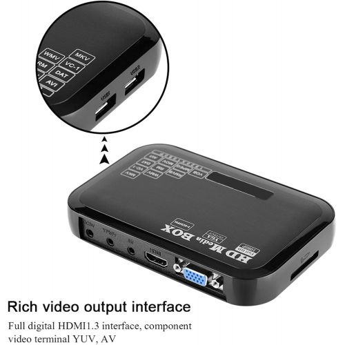  Topiky 1080P Media Player Box, Full HD Mini Box Support for Video Media Player MKV, AVI, TS/TP, M2TS, RM/RMVB, MOV, VOB, FLV, WMV 110 240V (EU Plug)