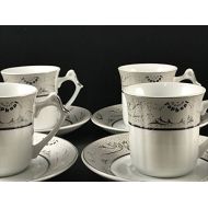 Topkapi  12-TLG Tassen-Set Gloria Silber, als Kaffee-Set, Tee-Set, Espresso-Set, Porzellan mit Silberdekor, fuer 6 Personen