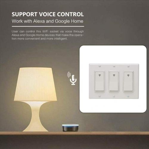  [아마존베스트]Topker Type 1/2/3 Gang AC 100-240V Smart WiFi LED Light Switch Wall Panel Mobile APP Remote Control for Alexa