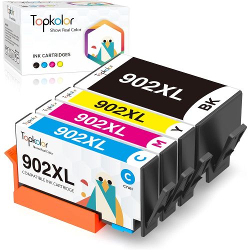  Topkolor 902xl Compatible HP 902 Ink Cartridges Replacement for HP 902 XL Ink Cartridge to use with HP Officejet Pro 6978 6968 6962 6958 6970 Printer(Black Cyan Magenta Yellow) 4-P
