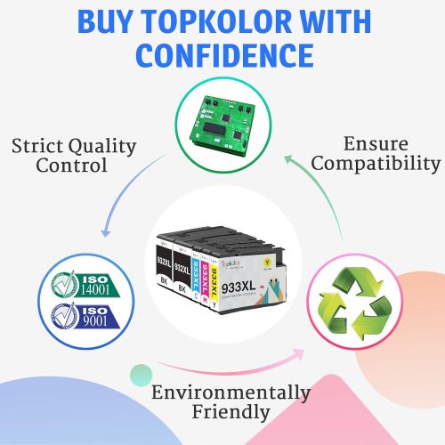  Topkolor Compatible HP Ink Cartridges Replacement for HP 932 XL 933 XL 932XL 933XL with Upgraded Chips for HP Officejet 6600 6100 6700 7110 7610 7612 Printers (2 Black,1 Cyan,1 Mag