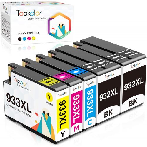  Topkolor Compatible HP Ink Cartridges Replacement for HP 932 XL 933 XL 932XL 933XL with Upgraded Chips for HP Officejet 6600 6100 6700 7110 7610 7612 Printers (2 Black,1 Cyan,1 Mag