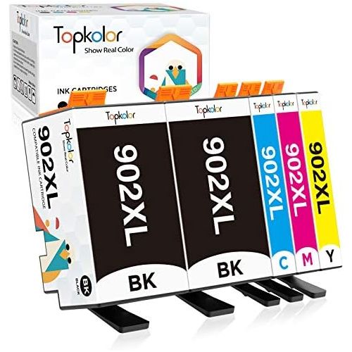  Topkolor Compatible Ink Cartridge Replacement for HP 902 XL 902XL Ink Cartridges to use with Officejet Pro 6978 6968 6970 6954 Printer (2Black, 1Cyan,1Magenta,1Yellow)