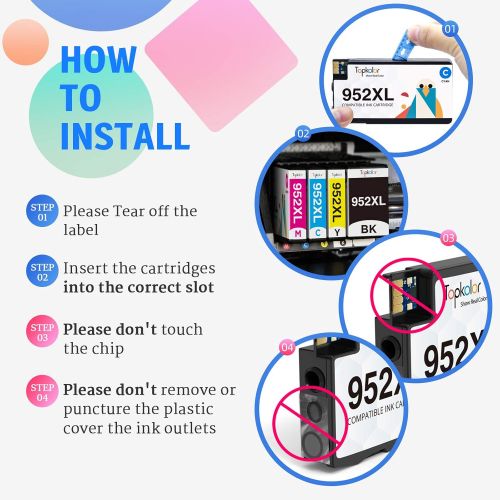  Topkolor Compatible HP 952XL 952 XL Ink Cartridges for HP OfficeJet Pro 8710 8216 8702 8710 8715 8720 8725 8730 8740 Printer 5 Combo Pack