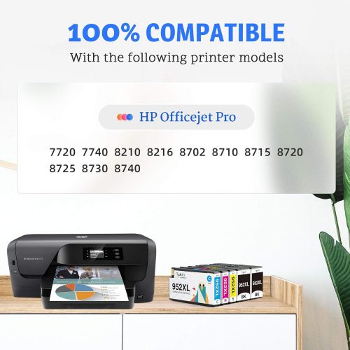  Topkolor Compatible HP 952XL 952 XL Ink Cartridges for HP OfficeJet Pro 8710 8216 8702 8710 8715 8720 8725 8730 8740 Printer 5 Combo Pack