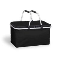 Topline Insulated Foldable Collapsible Picnic Basket with Carrying Handles - Black