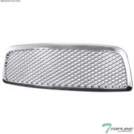 Topline_autopart Topline Autopart Chrome Sport Mesh Front Hood Bumper Grill Grille Cover 1PC For 09-12 Dodge Ram 1500