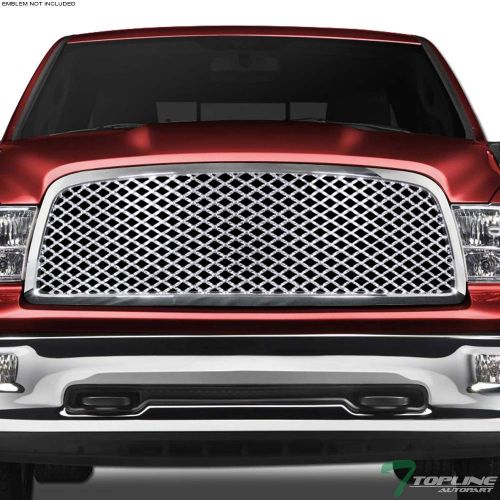  Topline_autopart Topline Autopart Chrome Sport Mesh Front Hood Bumper Grill Grille Cover 1PC For 09-12 Dodge Ram 1500