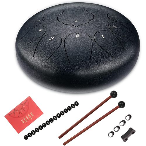  [아마존베스트]Topnaca Tongue Drum, Steel Tongue Drum, Hand Pan Drum Instrument with Drum Sticks, Note Sticks, Music Book, for Meditation / Yoga / Music Therapy / Camping