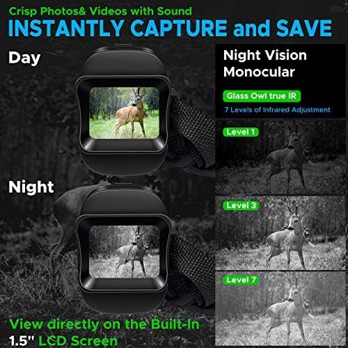  [아마존베스트]Topnaca Digital Infrared Night Vision Monocular, IR Night Vision Device for Bird Watching, Travel, Hunting with 1.5 Inch TFT LCD, Night Vision Telescope with 1M HD Photo & 960P Vid