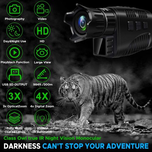  [아마존베스트]Topnaca Digital Infrared Night Vision Monocular, IR Night Vision Device for Bird Watching, Travel, Hunting with 1.5 Inch TFT LCD, Night Vision Telescope with 1M HD Photo & 960P Vid