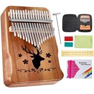 [아마존베스트]Kalimba Thumb Piano 17 Keys Topnaca Finger Piano Mbira with Learning Instructions, Tuning Hammer and EVA Piano Bag, Portable Kalimba Christmas Gift for Children, Adults, Beginners