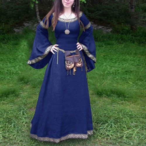  Toponly Dress For Women 2019 Toponly Women Cosplay Medieval Dress Renaissance Fit Irregular Long Sleeve Maxi Classical Dress