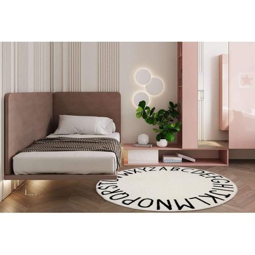  [아마존베스트]Topotdor Round Kids Play Rug Faux Wool Alphabet Nursery Area Rug Extra Large Warm Soft Non-Slip Crawling Play Mat for Children Toddlers Bedroom (40 inch, Beige)