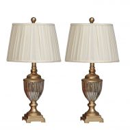 Table Lamp,Topotdor Berg Crystal Antique Brass Linen Shade Table Lamps,Set of 2(Gold Table Lamp)