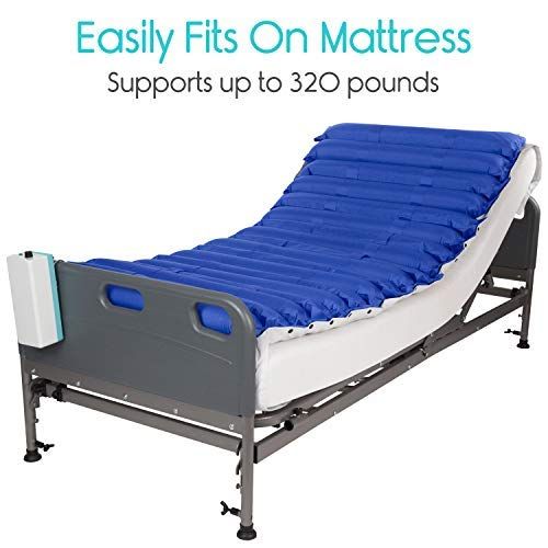  Topper mattress Vive Alternating Pressure Mattress 5 - Air Topper Pad for Bed Sore, Ulcer Prevention, Bedridden Treatment - Inflatable, Quiet Alternative Cover - Fits Hospital Bed - Includes Elect