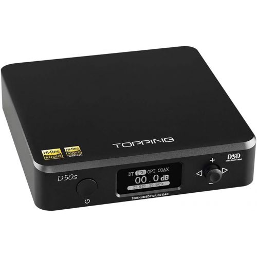  [아마존베스트]Topping D50s Bluetooth5.0 USB DAC HiFi Audio Decoder XMOS XU208 2 x ES9038Q2M DSD512 32Bit/768kHz USB/Opt/Coax(Black)