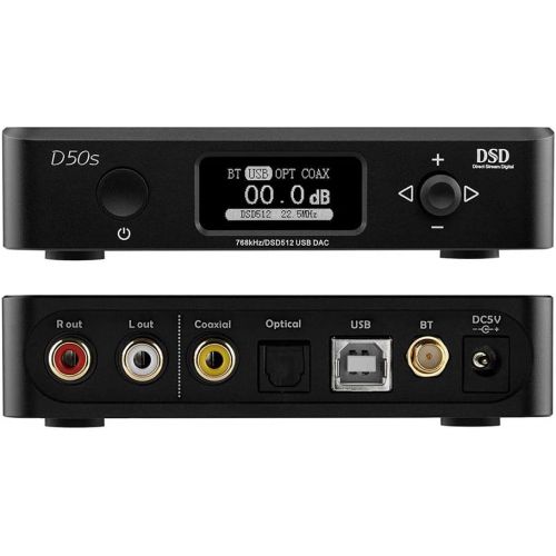  [아마존베스트]Topping D50s Bluetooth5.0 USB DAC HiFi Audio Decoder XMOS XU208 2 x ES9038Q2M DSD512 32Bit/768kHz USB/Opt/Coax(Black)