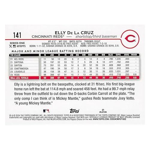  2024 Topps Series 1#141 Elly De La Cruz Rookie Card