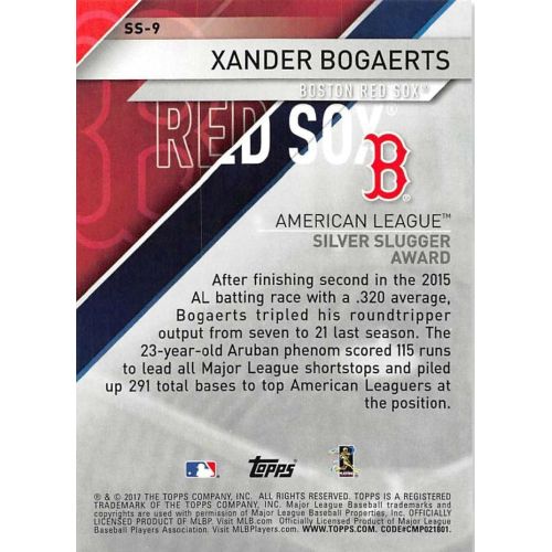  2017 Topps Silver Slugger Awards #SS-9 Xander Bogaerts NM-MT Boston Red Sox Baseball