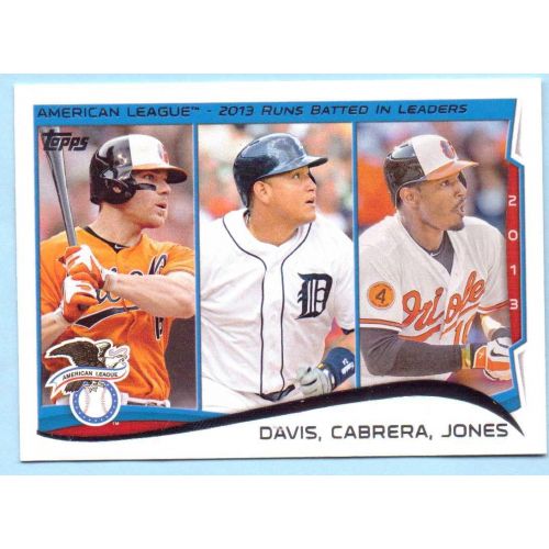  Miguel Cabrera, Adam Jones, Chris Davis 2014 Topps 2013 American League RBI Leaders #153 - Baltimore Orioles, Detroit Tigers