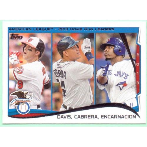  Miguel Cabrera, Edwin Encarnacion, Chris Davis 2014 Topps 2013 American League Home Run Leaders #29 - Baltimore Orioles, Detroit Tigers, Toronto Blue Jays