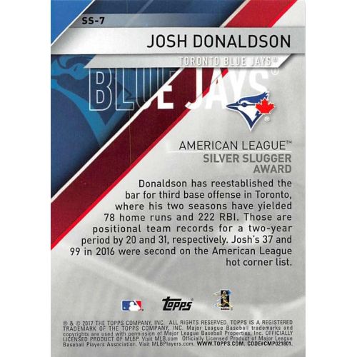  2017 Topps Silver Slugger Awards #SS-7 Josh Donaldson NM-MT Blue Jays