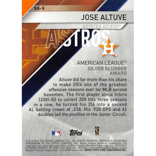  2017 Topps Silver Slugger Awards #SS-5 Jose Altuve NM-MT Astros