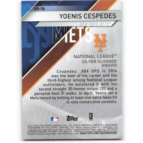  2017 Topps Silver Slugger Awards #SS-16 Yoenis Cespedes NM-MT Mets