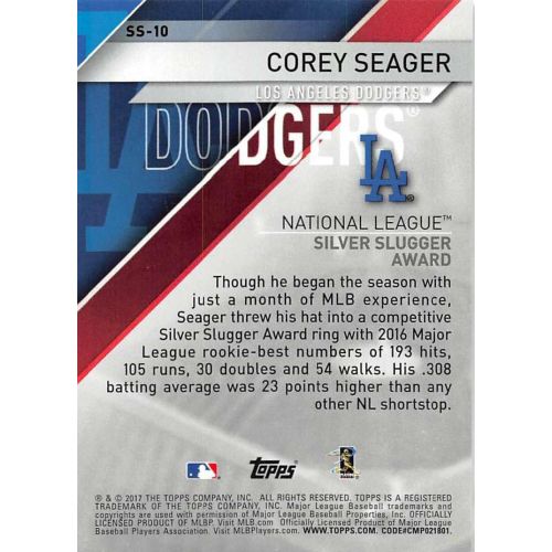  2017 Topps Silver Slugger Awards #SS-10 Corey Seager NM-MT Dodgers