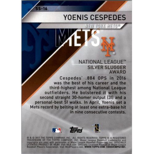  2017 Topps Silver Slugger Awards #SS16 Yoenis Cespedes - NM-MT