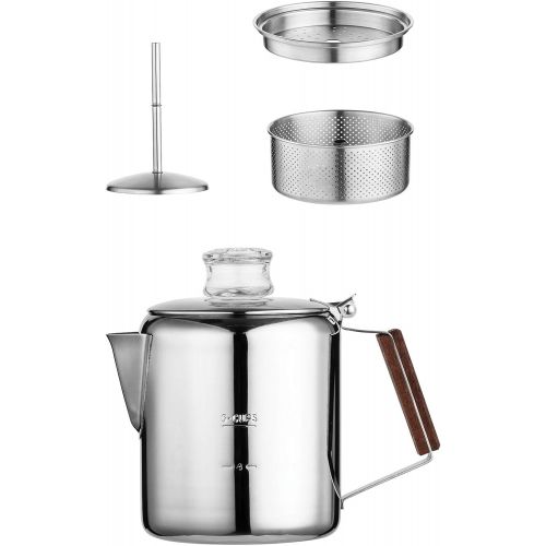  Unknown 18/8 Stainless Steel Percolator, 12 Cup, 412, Rapid brew, stovetop