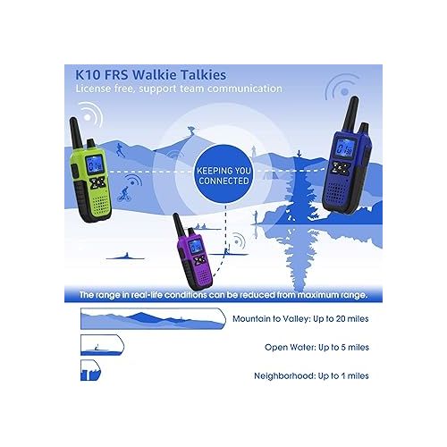  3 Walkie Talkies for Adults Long Range Rechargeable Walkie-Talkies - Long Distance 2 Way Radios Walkie Talkies 3 Pack Walkie Talkies with Earpiece and Mic Set USB Charger Lanyard NOAA Weather Alert