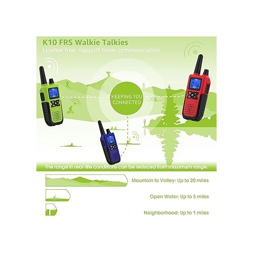  3 Walkie Talkies for Adults Long Range Walkie Talkies Rechargeable - Long Distance Walkie Talkies 3 Pack Family 2 Way Radios Walkie Talkies with Earpiece and Mic Set USB Charger Battery NOAA Alert