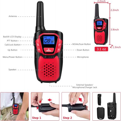  Topsung Walkie Talkies for Kids Rechargeable, Easy to Use Family Walky Talky Toy for 3-12 Years Old Boys and Girls Birthday for Camping Hiking Outdoor with Regular Micro-USB Charger/Batter