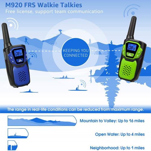  Topsung Walkie Talkies 3 Pack Rechargeable, Easy to Use Long Range Walky Talky Handheld Two Way Radio with NOAA for Hiking Camping (1Blue & 1Green & 1Silver with Relugar Micro-USB Charger/