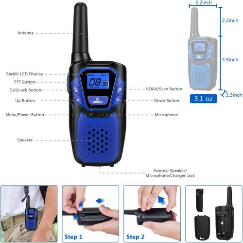  Topsung Walkie Talkies for Adult, Easy to Use Rechargeable Long Range Walky Talky Handheld Two Way Radio with NOAA for Hiking Camping