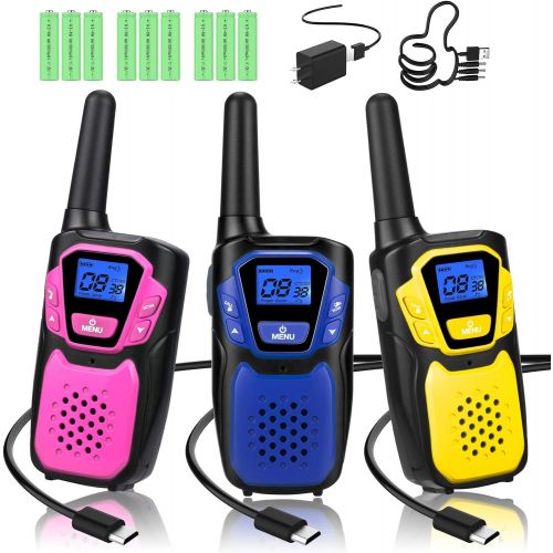  Topsung Walkie Talkies for Kids Rechargeable, Easy to Use Family Walky Talky Toy for 3-12 Years Old Boys and Girls Birthday for Camping Hiking Outdoor with Regular Micro-USB Charger/Batter