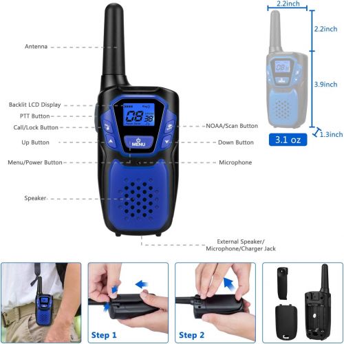  Topsung Walkie Talkies for Kids Rechargeable, Easy to Use Family Walky Talky Toy for 3-12 Years Old Boys and Girls Birthday for Camping Hiking Outdoor with Regular Micro-USB Charger/Batter