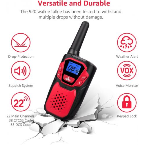  Topsung Walkie Talkies for Adult, Rechargeable Long Range Walky Talky Handheld Two Way Radio with NOAA Weather Scan + Alert, 6 * 1000MAH AA Batteries and USB Charger Included (Red 2 Pack)