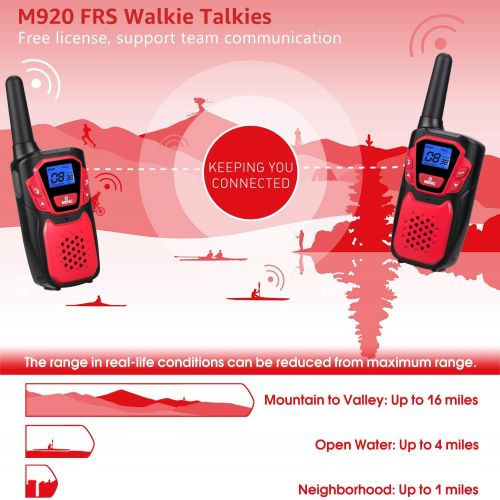  Topsung Walkie Talkies for Adult, Rechargeable Long Range Walky Talky Handheld Two Way Radio with NOAA Weather Scan + Alert, 6 * 1000MAH AA Batteries and USB Charger Included (Red 2 Pack)