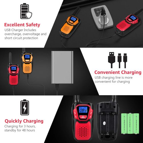  [아마존베스트]Topsung Walkie Talkies for Kids Rechargeable, Easy to Use Family Walky Talky Toy for 3-12 Years Old Boys and Girls Birthday for Camping Hiking Outdoor with Regular Micro-USB Charger/Batter