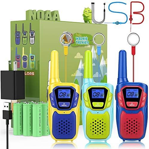  [아마존베스트]Topsung Walkie Talkies for Kids Adults Long Range Rechargeable 3 Pack, Drop Proof Walkie Talkies Toys Gifts for Girls Boys Age 3 5 6 8 9 12, USB Walkie Talkies for Outdoor Indoor Play Camp