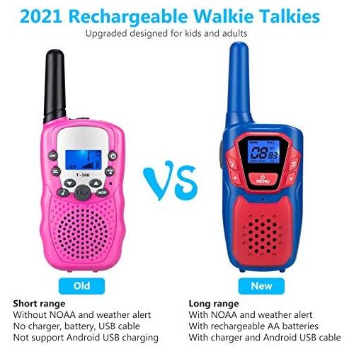  [아마존베스트]Topsung Walkie Talkies for Kids Adults Long Range Rechargeable 3 Pack, Drop Proof Walkie Talkies Toys Gifts for Girls Boys Age 3 5 6 8 9 12, USB Walkie Talkies for Outdoor Indoor Play Camp