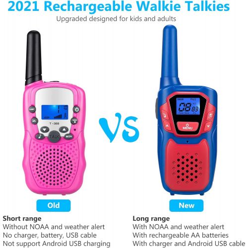  [아마존베스트]Topsung Walkie Talkies for Kids Adults Long Range Rechargeable 3 Pack, Drop Proof Walkie Talkies Toys Gifts for Girls Boys Age 3 5 6 8 9 12, USB Walkie Talkies for Outdoor Indoor Play Camp