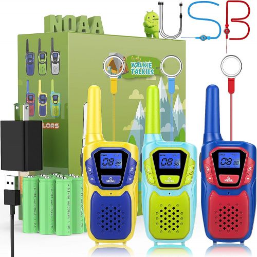  [아마존베스트]Topsung Walkie Talkies for Kids Adults Long Range Rechargeable 3 Pack, Drop Proof Walkie Talkies Toys Gifts for Girls Boys Age 3 5 6 8 9 12, USB Walkie Talkies for Outdoor Indoor Play Camp