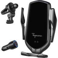 [아마존베스트]Topume Wireless Car Charger,10W Qi Fast Charging Auto-Clamping Car Phone Mount Air Vent Phone Holder Compatible with iPhone 12/12Pro/SE/11/11Pro/11ProMax/XSMax/XS/XR/X/8,Samsung S10/S9/S8