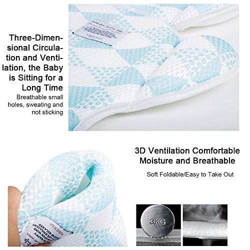  [아마존베스트]Topwon Baby Head Support Pillow Breathable 3D Mesh Cool Curshion Liner for Stroller,Pushchair,Car Seat (Blue)